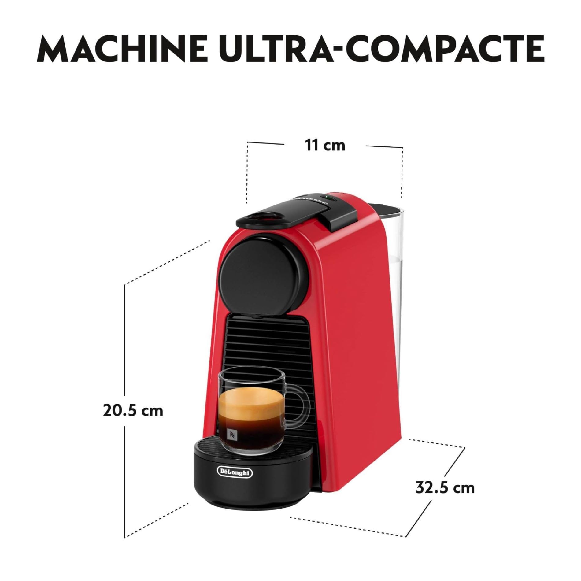 Elvato Essenza Mini Rouge Rubis EN85.R – Machine à Café 19 Bars, Kit de Bienvenue Inclus