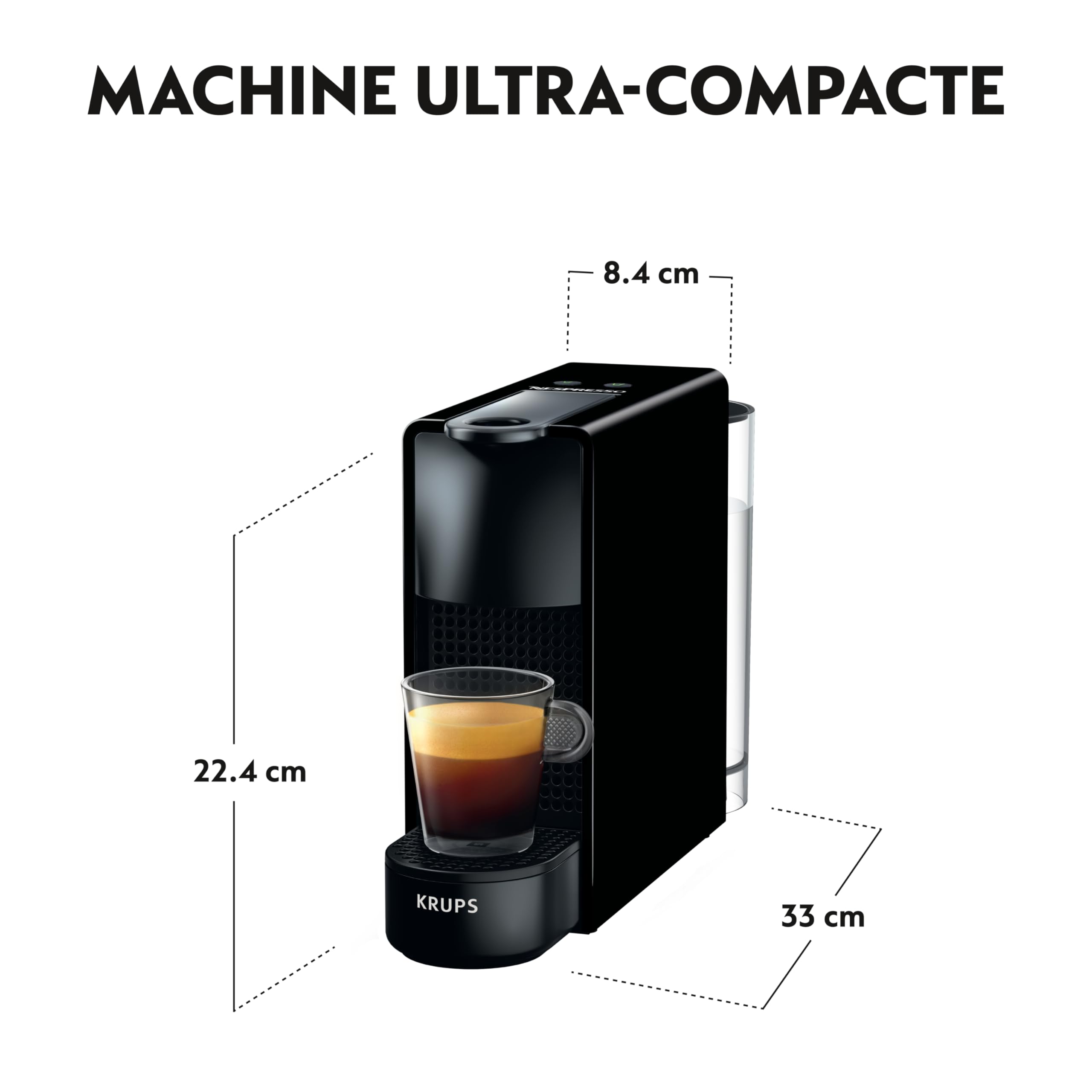 Elvato Essenza Mini Noir YY2910FD – Machine à Café 19 Bars, Design Compact