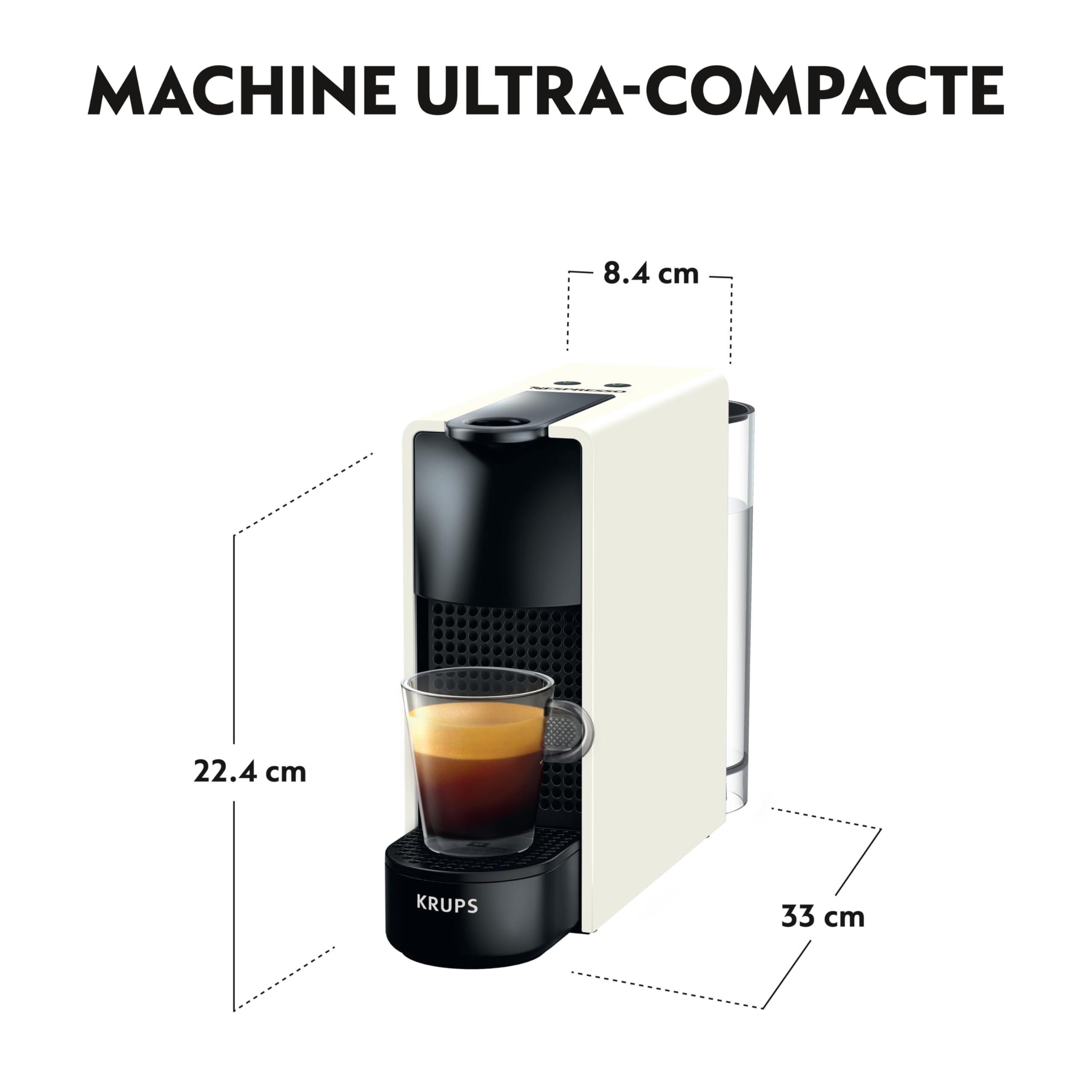 Elvato Essenza Mini Blanc YY2912FD – Machine à Café 19 Bars, Espresso & Lungo