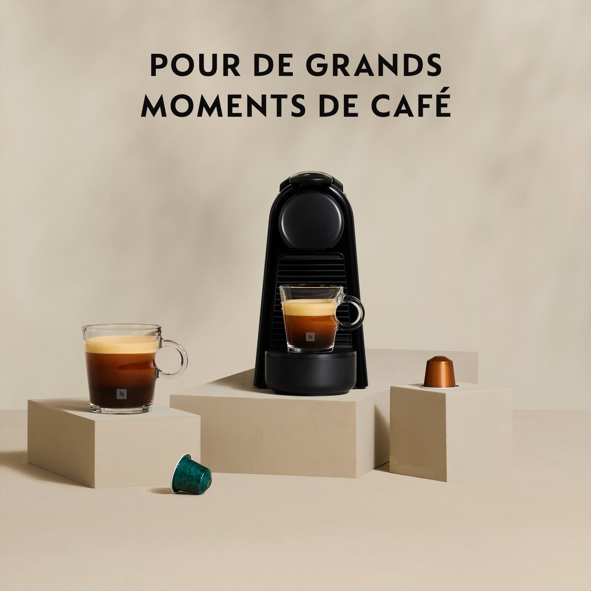 Elvato Essenza Mini Noir Mat EN85.BKMT – Machine à Café à Capsules 19 Bars, Kit de Bienvenue Inclus