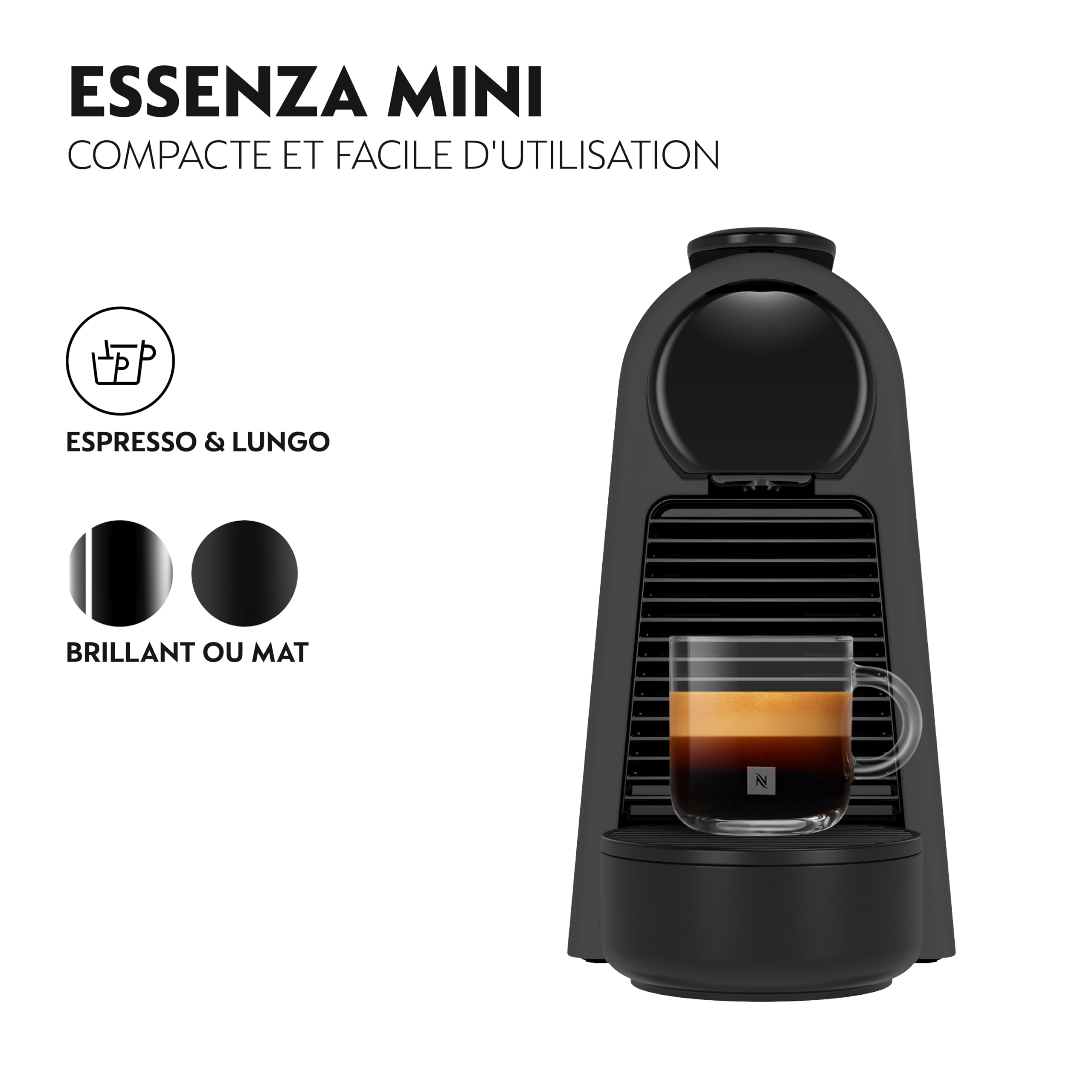 Elvato Essenza Mini Noir Mat EN85.BKMT – Machine à Café à Capsules 19 Bars, Kit de Bienvenue Inclus