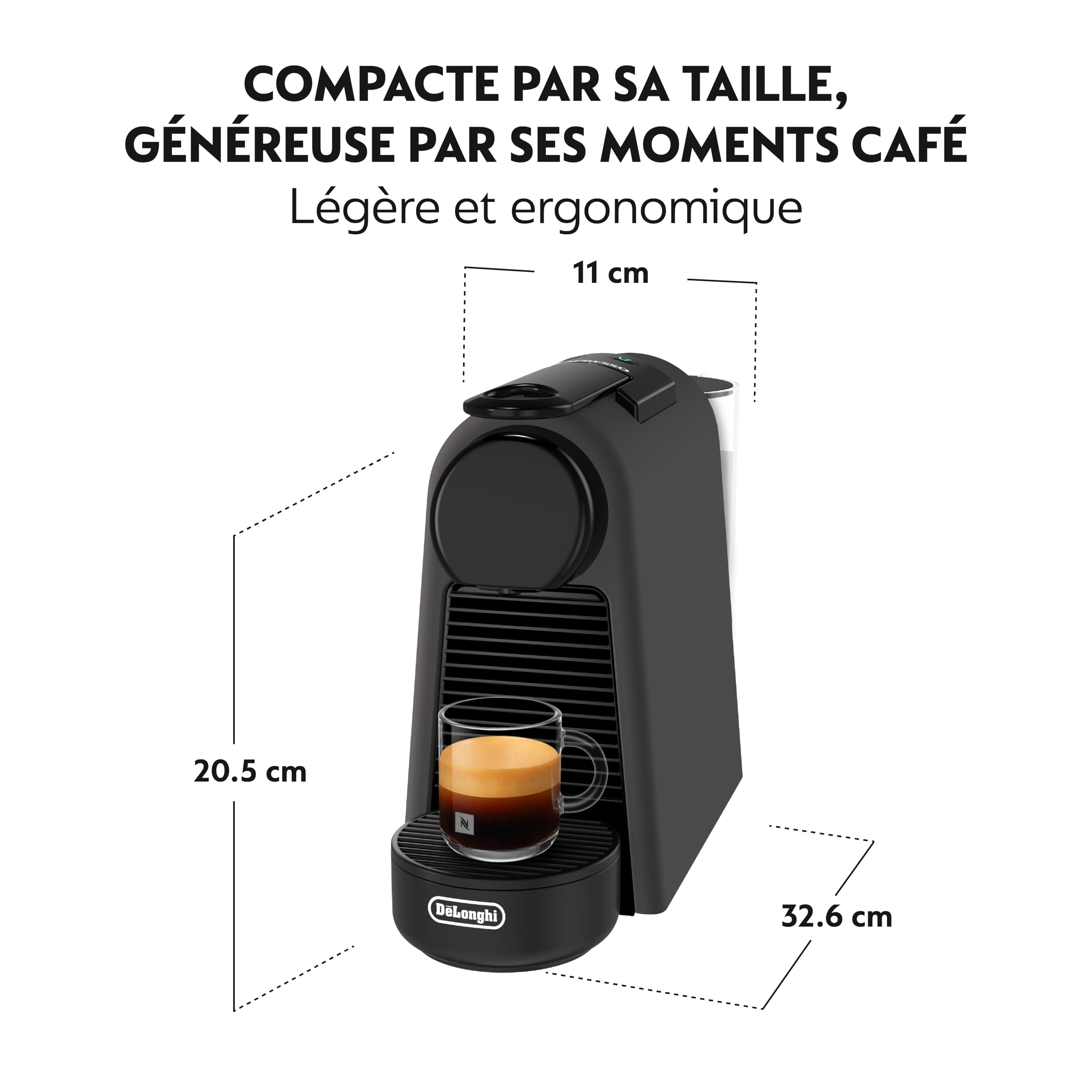 Elvato Essenza Mini Noir Mat EN85.BKMT – Machine à Café à Capsules 19 Bars, Kit de Bienvenue Inclus