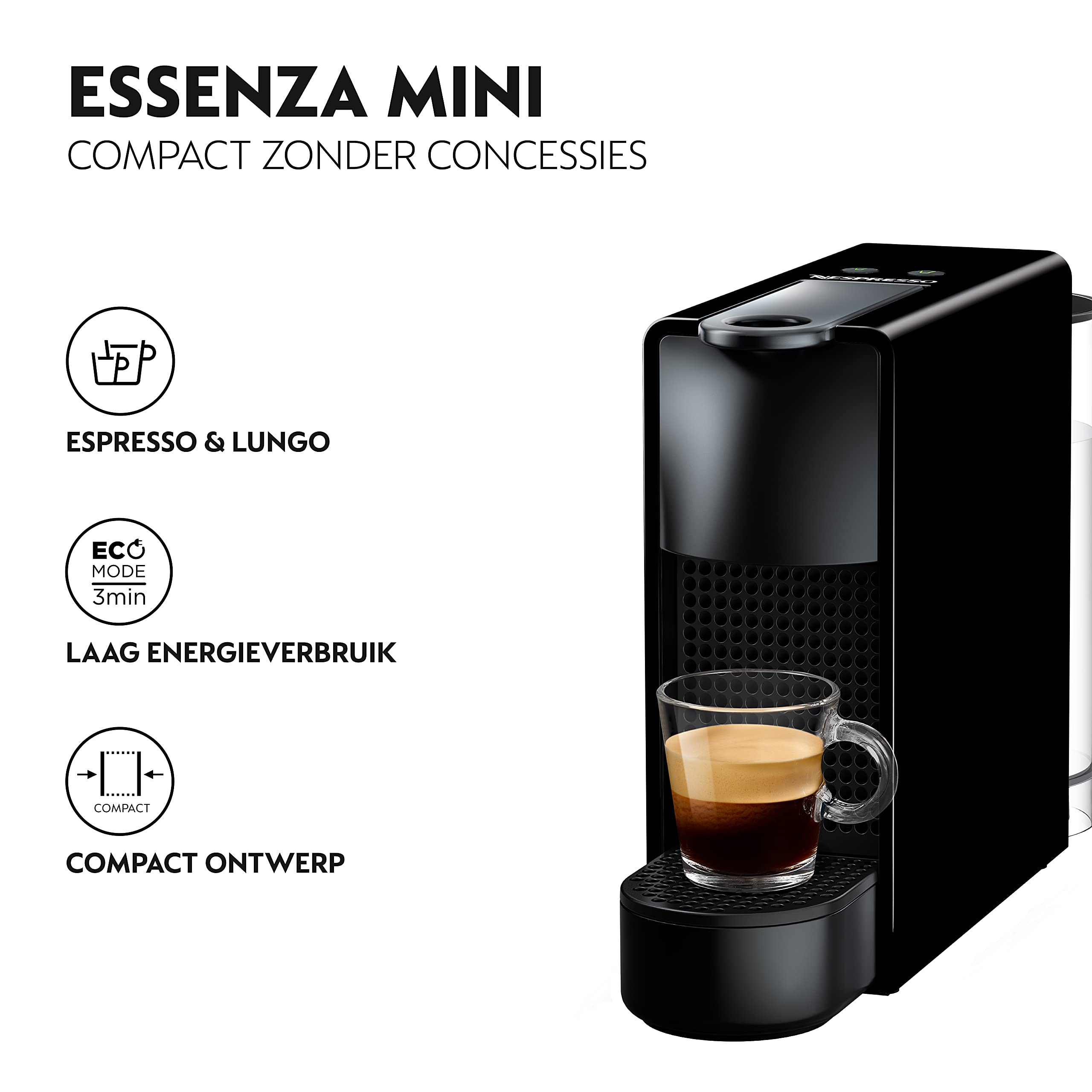 Elvato Essenza Mini Noir XN110810 – Cafetière à Capsules Compacte